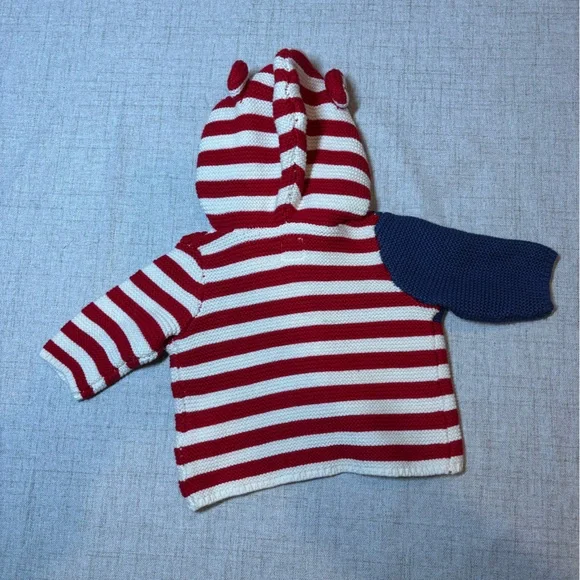 BABY GAP red white blue flag sweater hood w/ears 100% cotton. NWT. 0-3 months - Picture 2 of 4